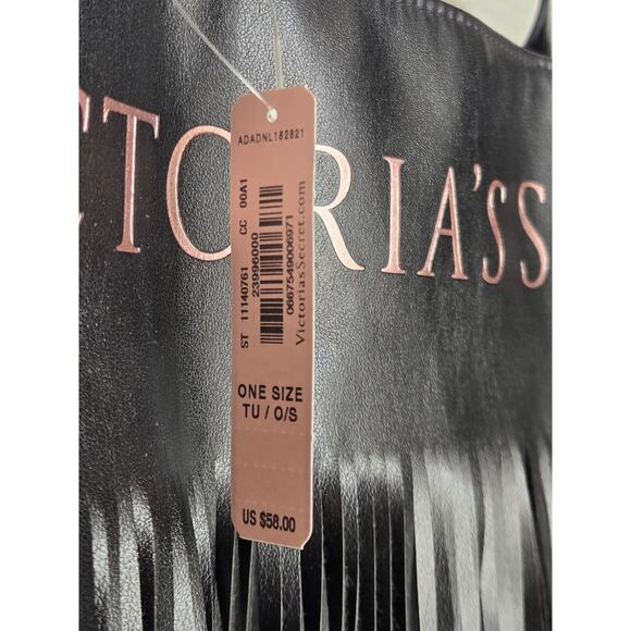 NEW Victoria's Secret Large BlackTote/Overnight Bag FLIRTY FRINGE LIMITEDEDITION - Picture 2 of 4